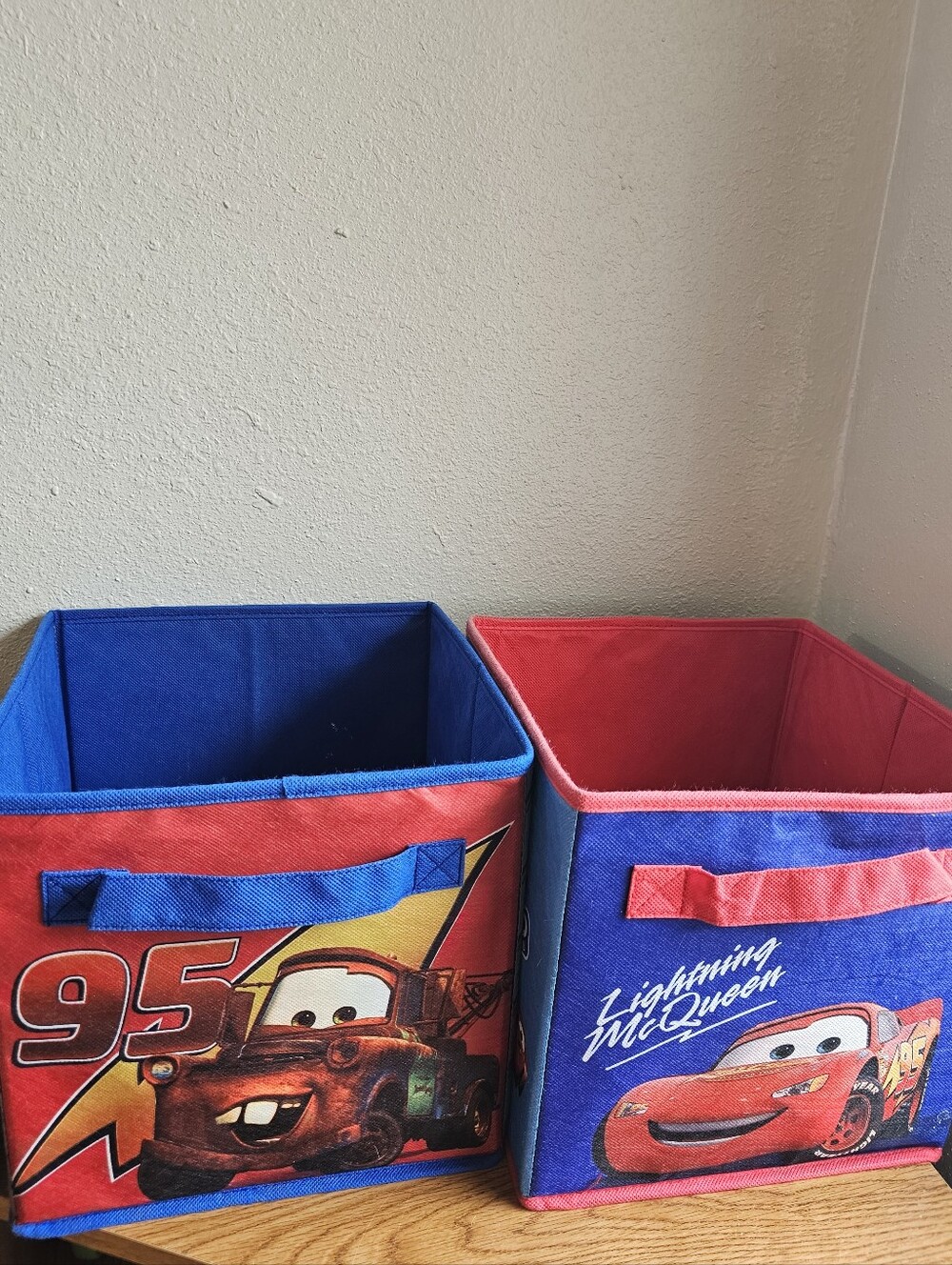 Cars 2 Storage Bins Collapsible Fabric Lightning Mcqueen & Mater 9.5 Inch Disney - Picture 2 of 15
